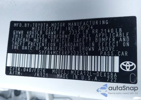 2024 Toyota Corolla Nightshade Edition from USA, damaged, VIN 5YFB4MCE6RP203554